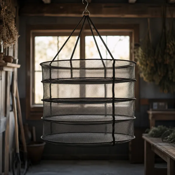 Hanging multi-tier mesh drying rack