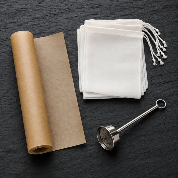 Parchment roll, filter bags and collection tool
